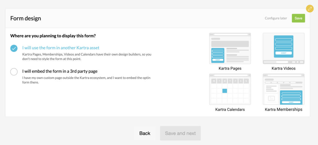 Kartra opt in form configuration